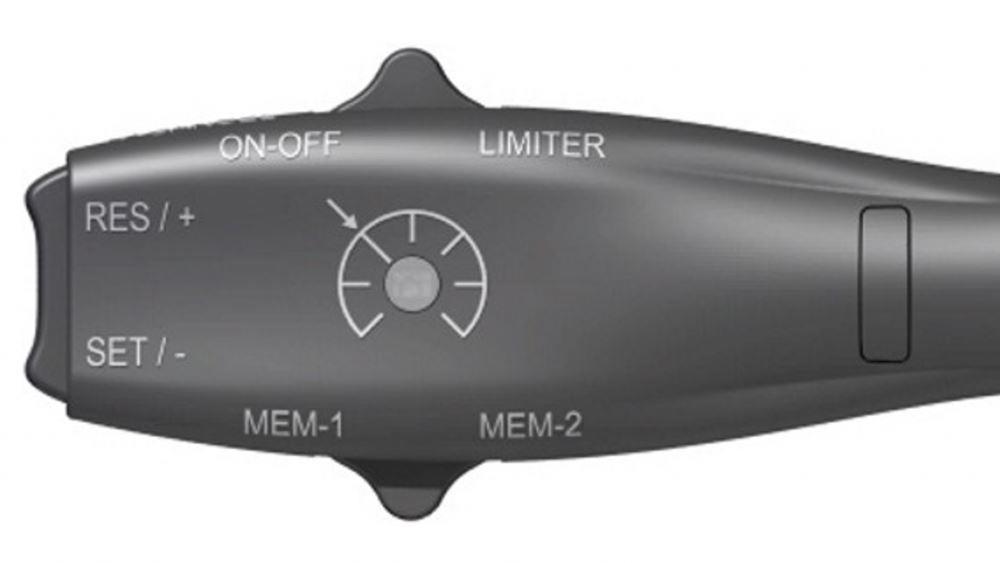Closeup of Cruise Control Arm showing its settings.