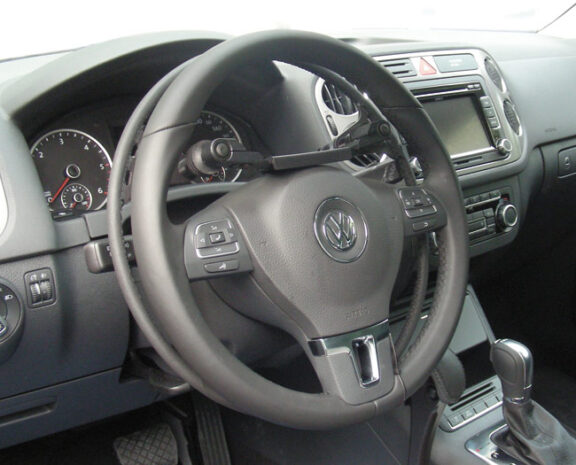 Under Ring Accelerator fitted underneath a Volkswagen steering wheel.