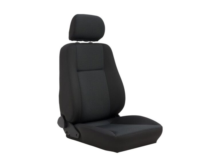 The Compact Seat is a simple fabric covered car seat, shown against a white background.