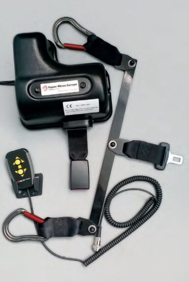 Wheelchair Winch Assist attachments and remotes laid out.