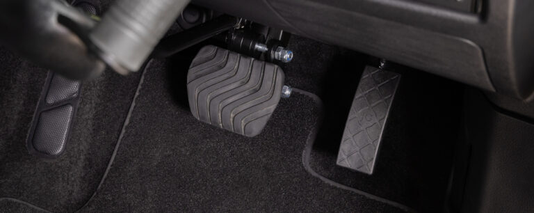 Hinged Pedal shown folded down in the normal driving position.
