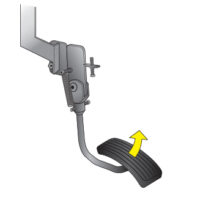 Diagram showing the hinged pedal in the unfolded position.
