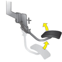 Diagram showing the hinged pedal folding away.
