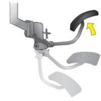 Diagram showing the hinged pedal in the folded position.