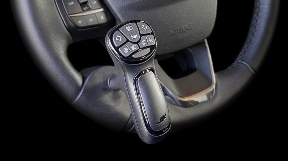 SmartSteer Premium installed on a steering wheel.